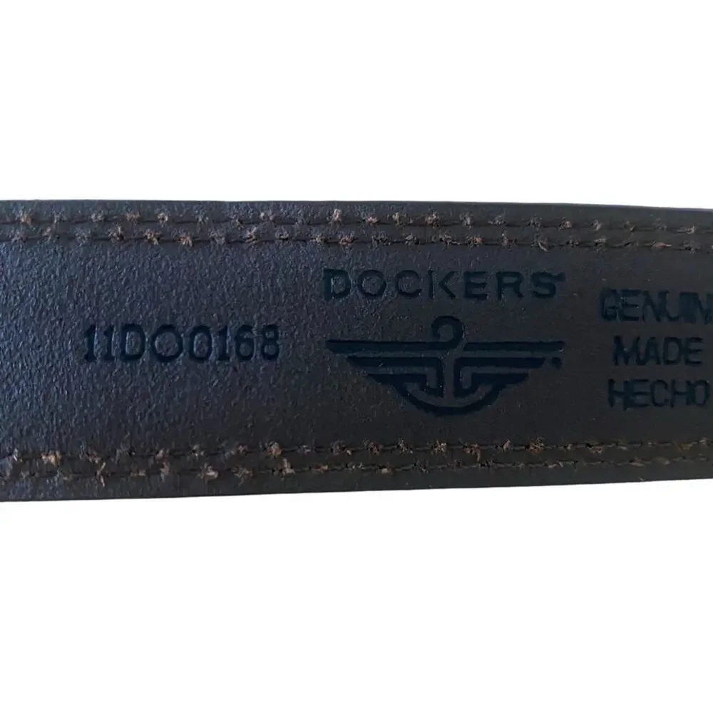 Men's Dockers Size 40/100 Brown Belt Style 11DO0168 Genuine Leather Silver Buckl